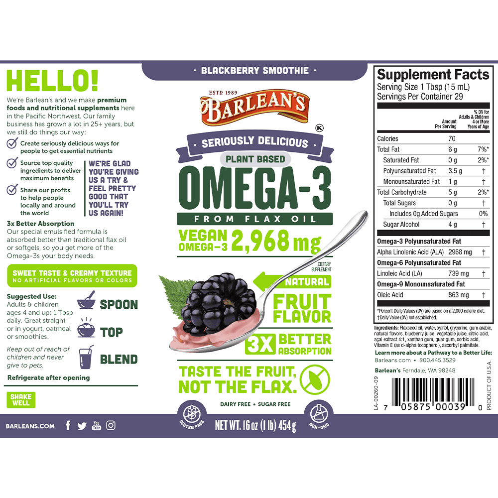 Seriously Delicious Fish Oil w/ Flax - Blackberry - 16oz - Image 2