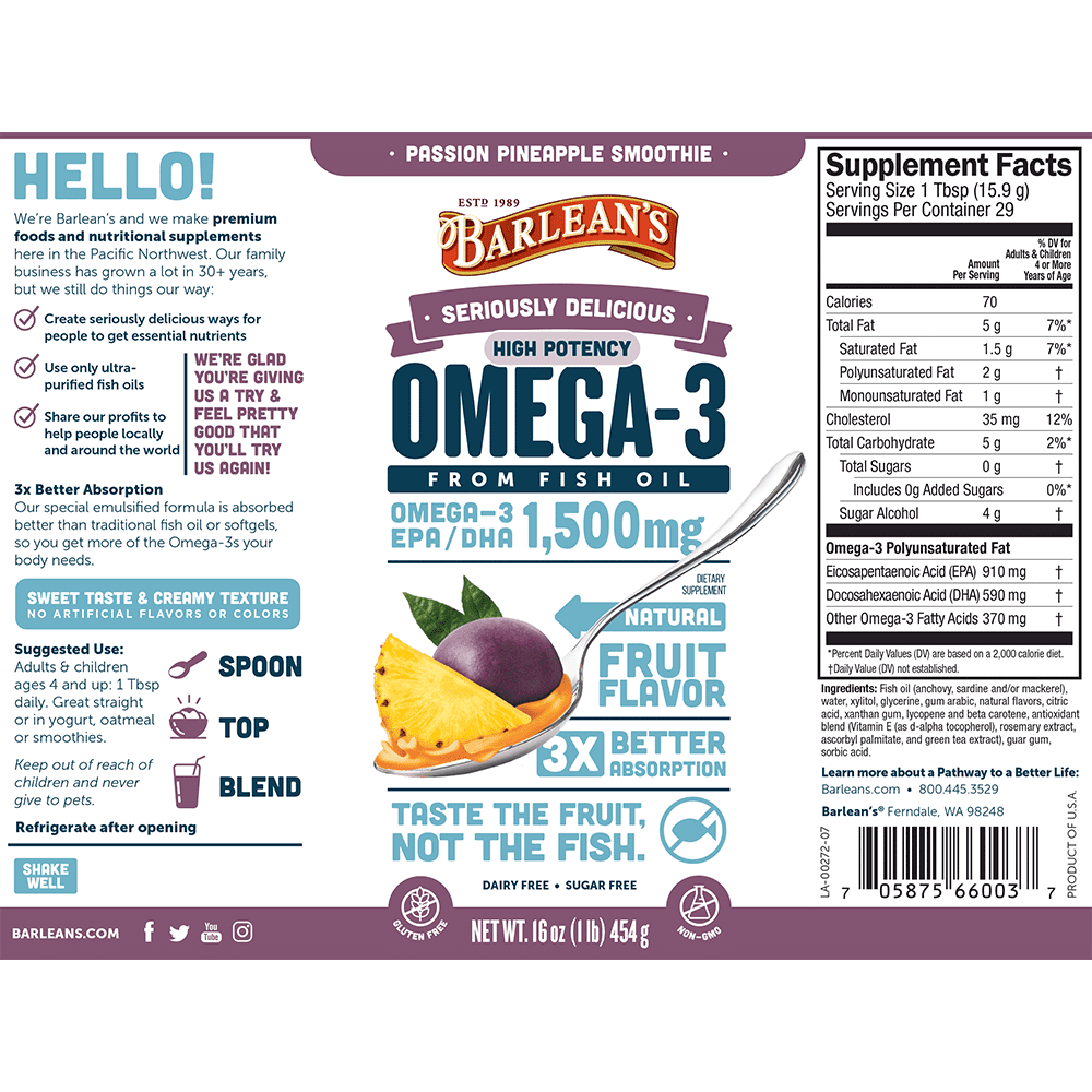 High Potency Fish Oil - Passion Pineapple - 16oz - Image 2