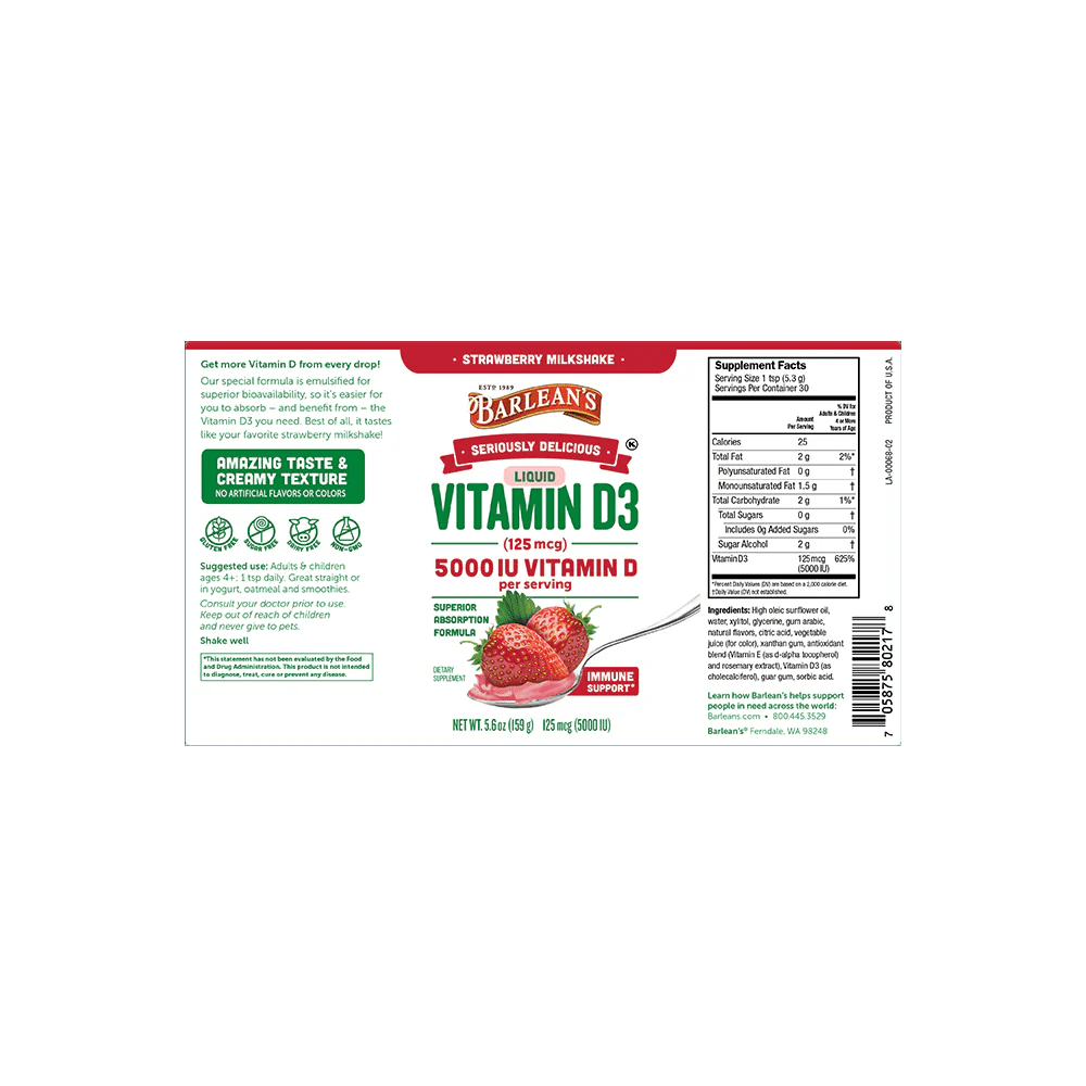 Liquid Vitamin D3 (5000IU) - Strawberry Creme -5.6oz - Image 5
