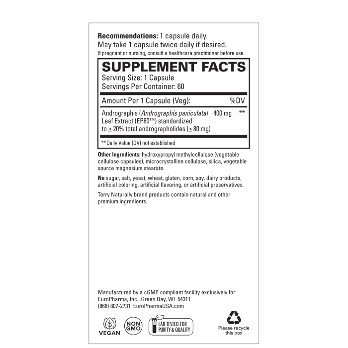 Andrographis EP80 - 60 caps - Extra Strength - Image 3