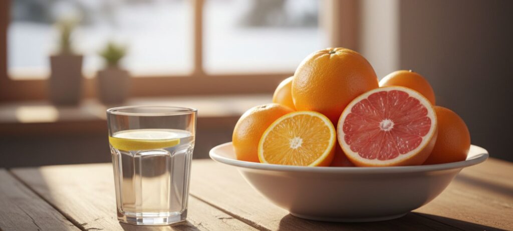 Oranges with lemon water